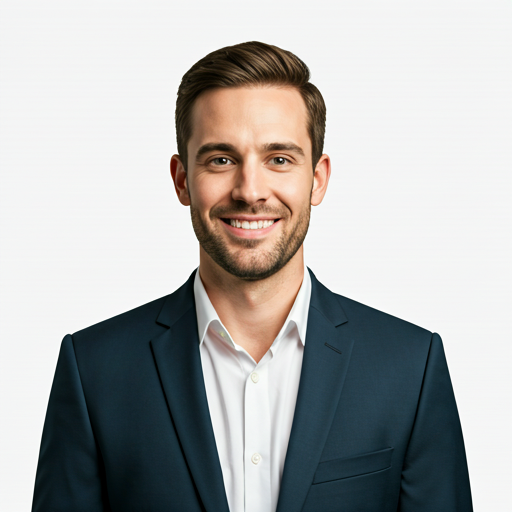 Smiling man in suit, founder portrait